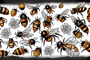 bee crawling on rocks tattoo idea