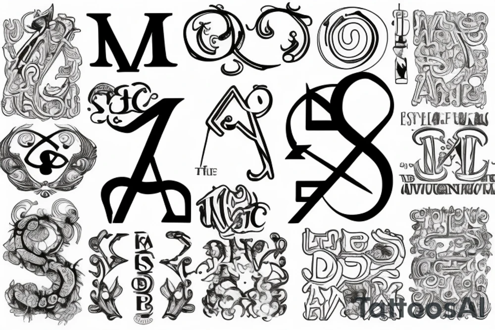 An amalgamation of the letters A and M into one symbol tattoo idea