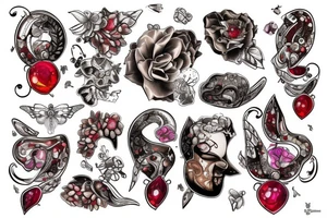 honey crawling onto broken rubies tattoo idea
