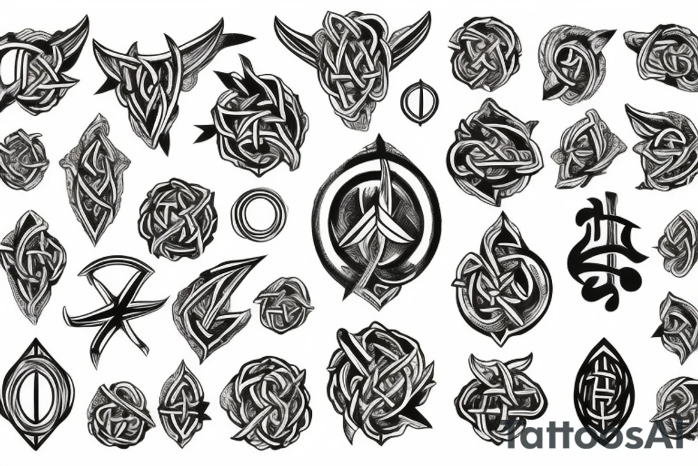 Botanical with Viking symbols tattoo idea