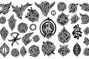 Botanical with Viking symbols tattoo idea