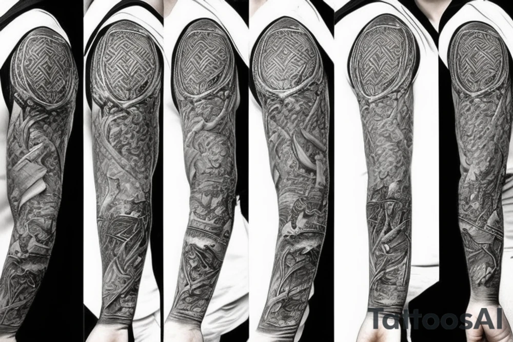 Botanical with Viking symbols tattoo idea