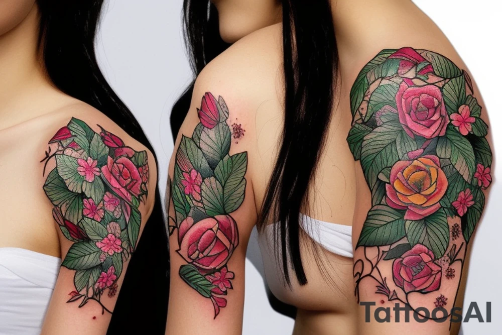 Shoulder botanical tattoo idea