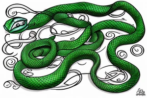 green snake at hand tattoo idea