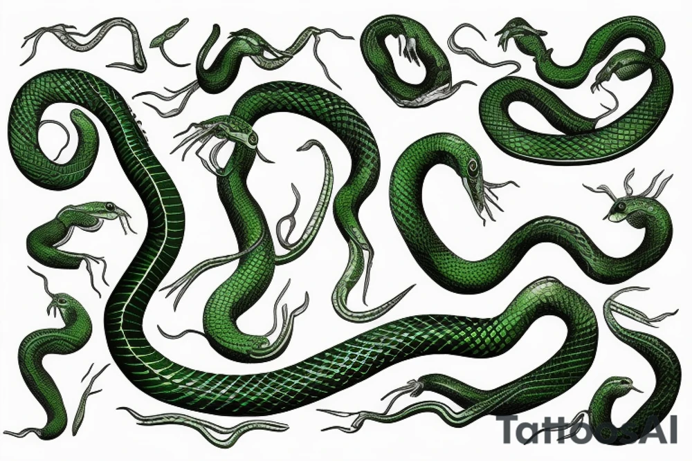 green snake at hand tattoo idea
