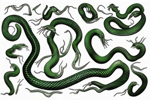 green snake at hand tattoo idea