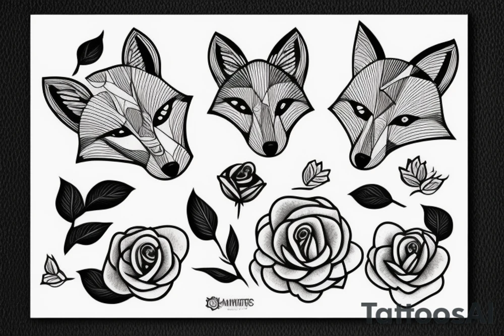 Fox and roses tattoo idea