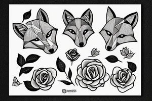 Fox and roses tattoo idea