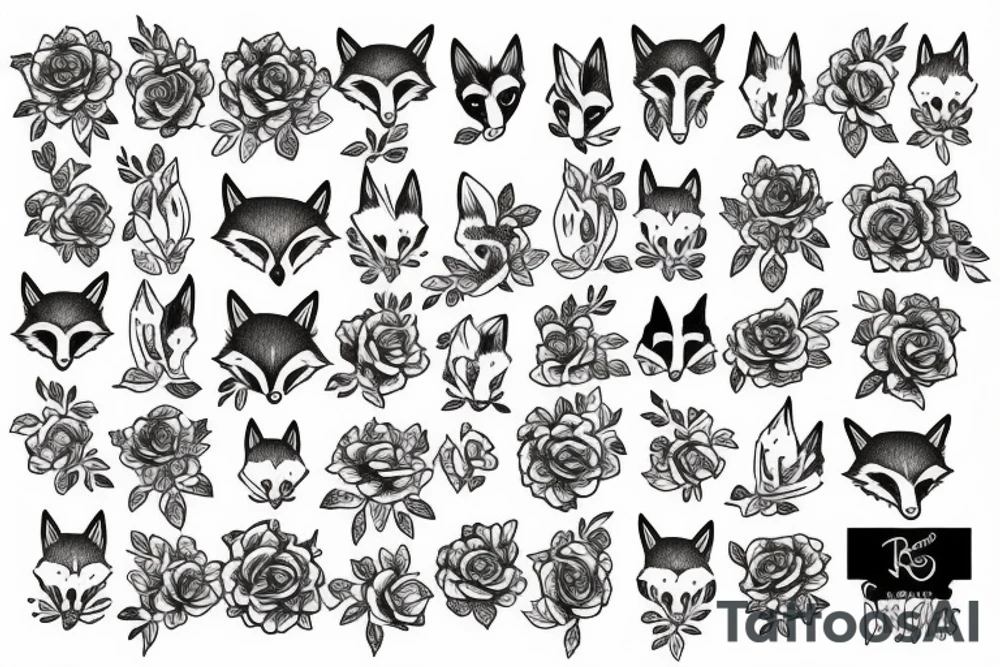 Fox and roses tattoo idea