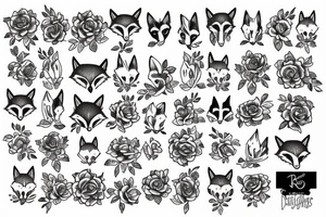 Fox and roses tattoo idea