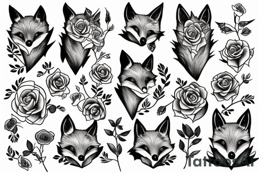 Fox and roses tattoo idea