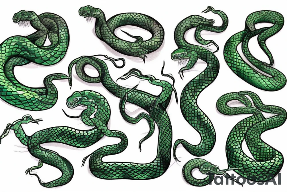 Green snake around the arm tattoo idea