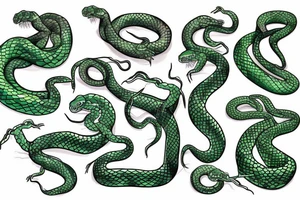 Green snake around the arm tattoo idea