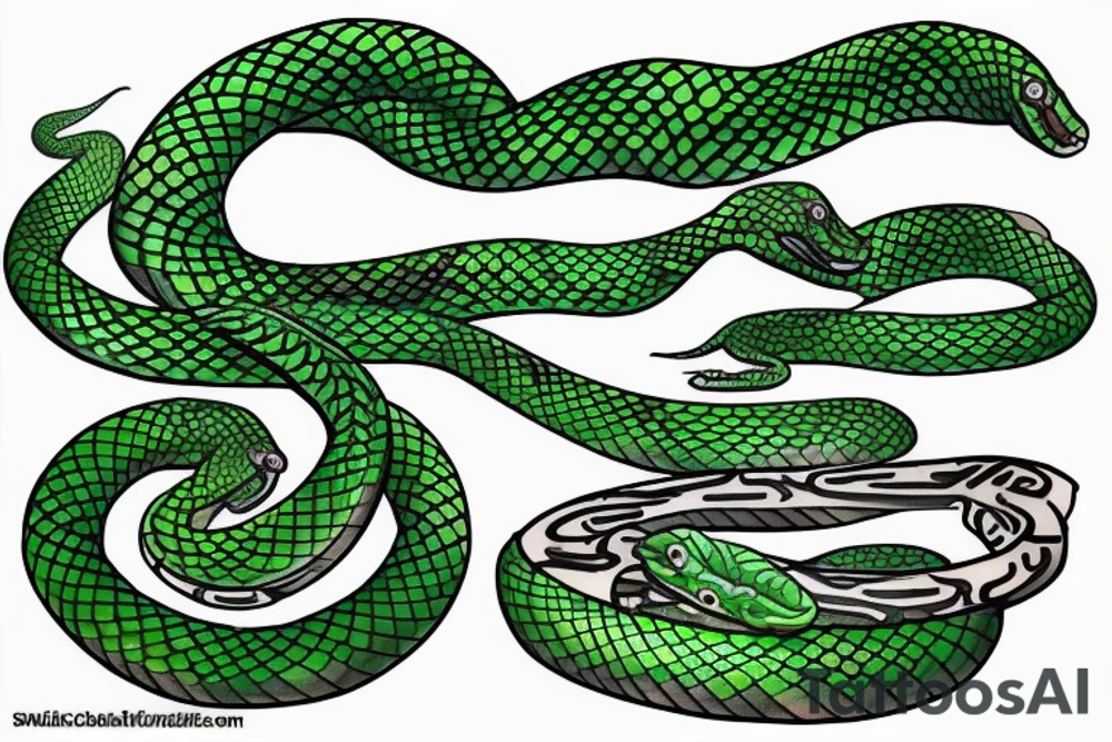 Green snake around the arm tattoo idea