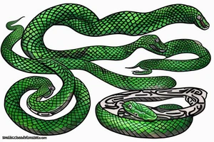 Green snake around the arm tattoo idea