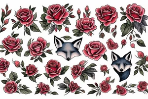 Fox and roses tattoo idea
