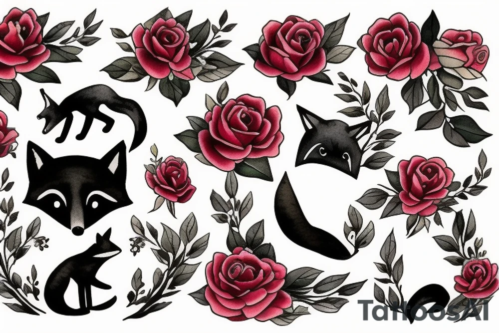 Fox and roses tattoo idea