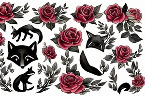 Fox and roses tattoo idea