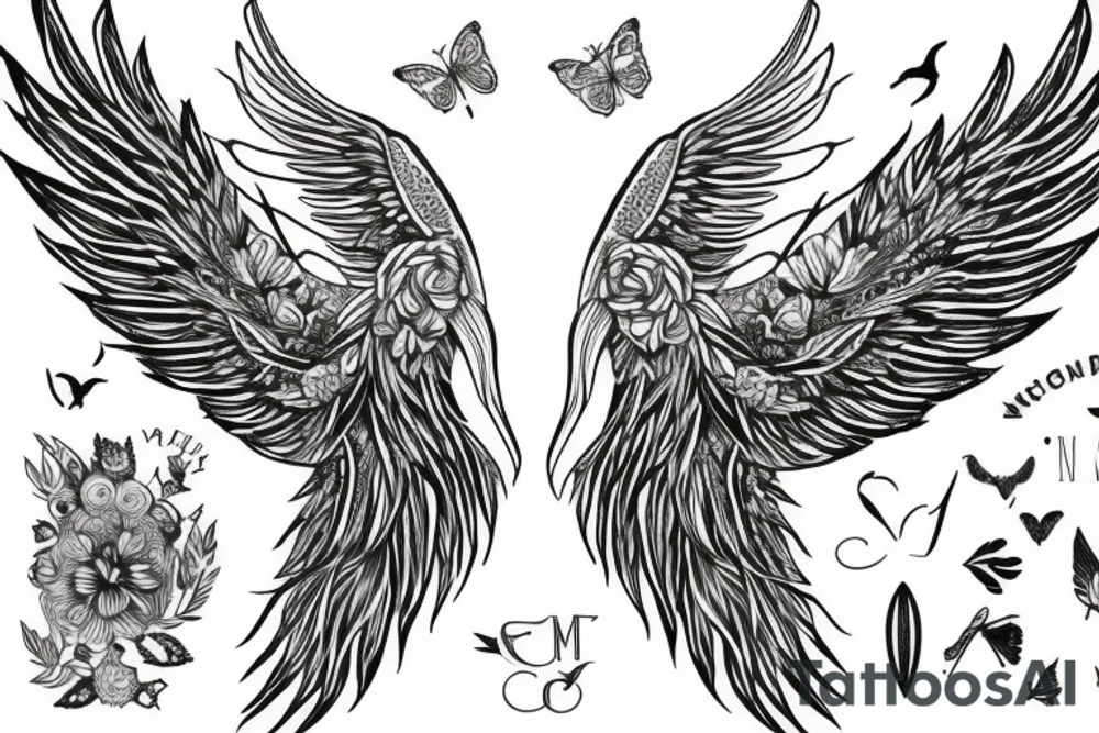 Woman has dramatic wings tattoo idea