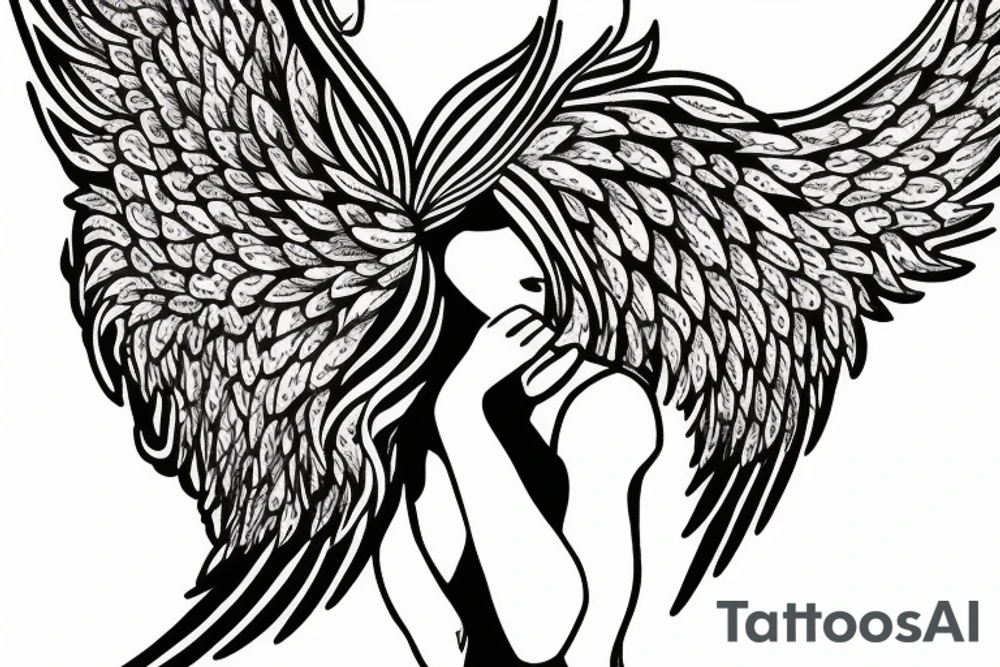 Woman has dramatic wings tattoo idea