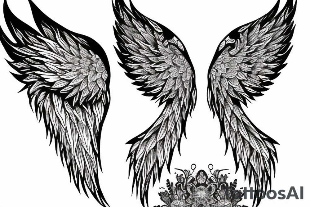 Woman has dramatic wings tattoo idea