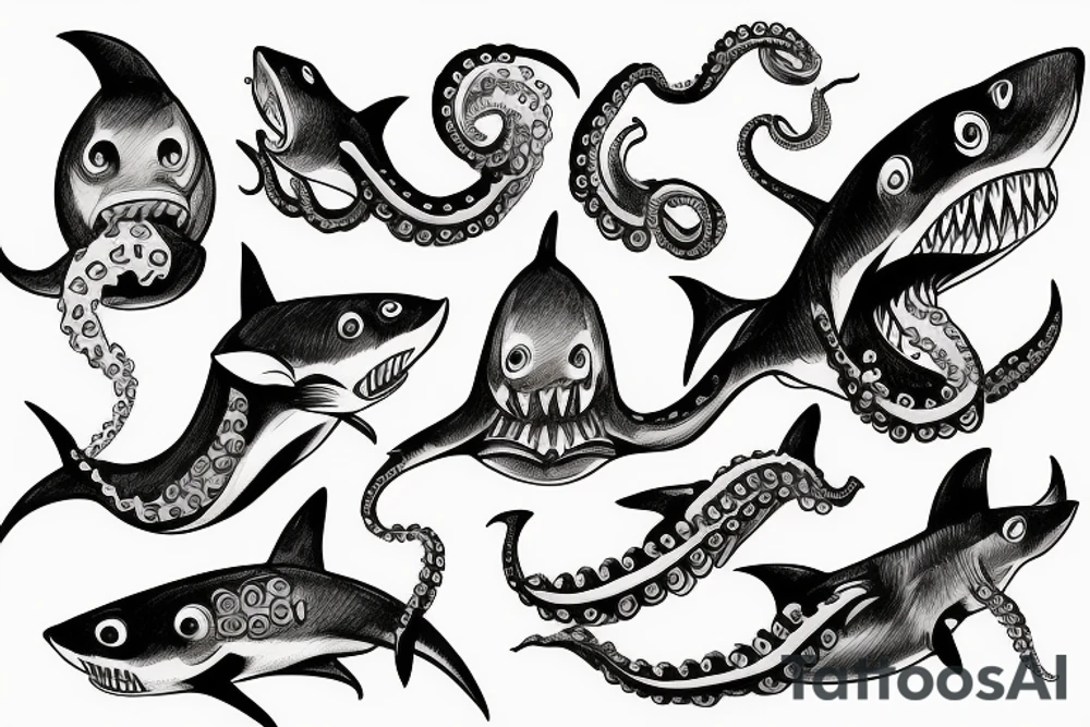 half shark half octopus tattoo idea