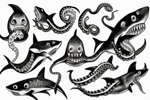 half shark half octopus tattoo idea