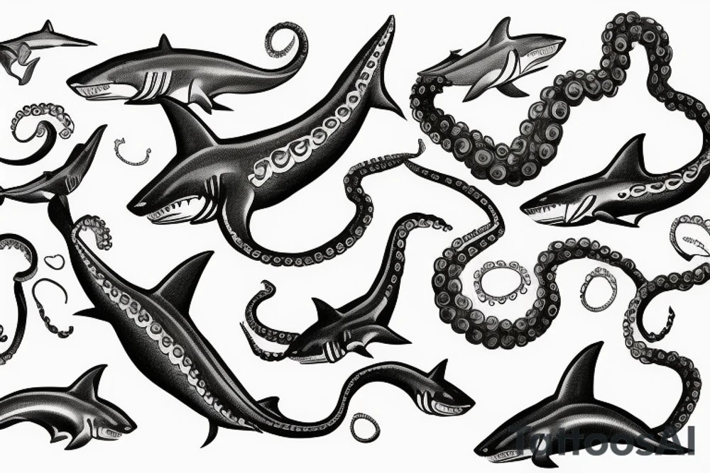 half shark half octopus tattoo idea