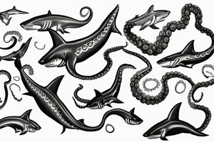 half shark half octopus tattoo idea