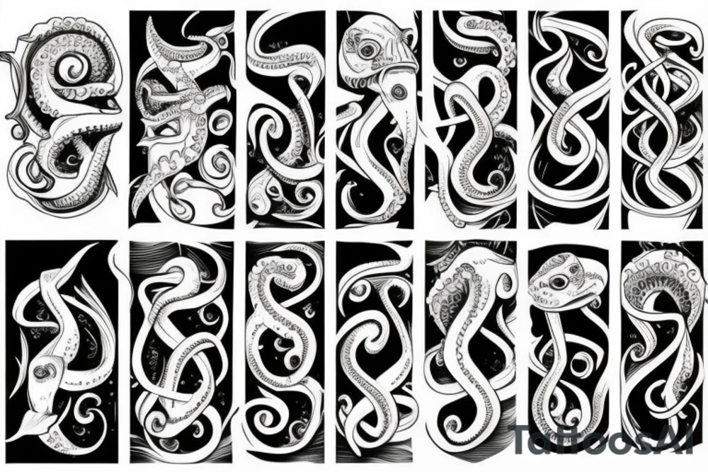 half shark half octopus tattoo idea