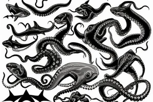 half shark half octopus tattoo idea