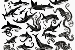 half shark half octopus tattoo idea