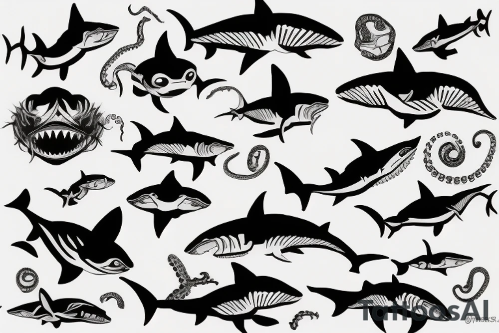 half shark half octopus tattoo idea