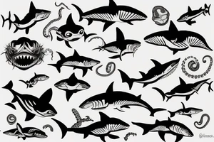 half shark half octopus tattoo idea