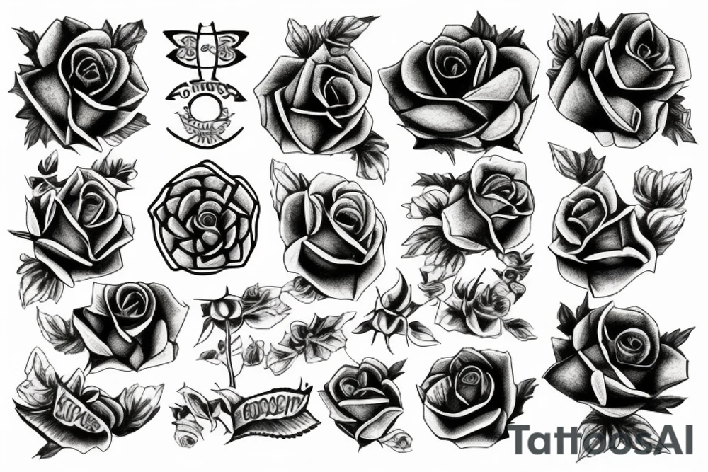 Crepuscular rays over a rose tattoo idea