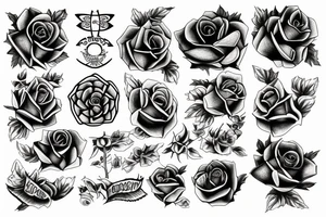 Crepuscular rays over a rose tattoo idea