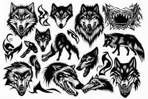 Hungry angry wolf tattoo idea