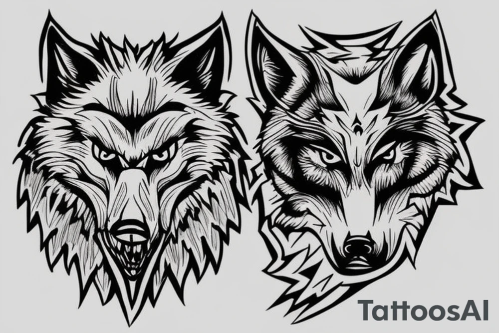 Hungry angry wolf tattoo idea