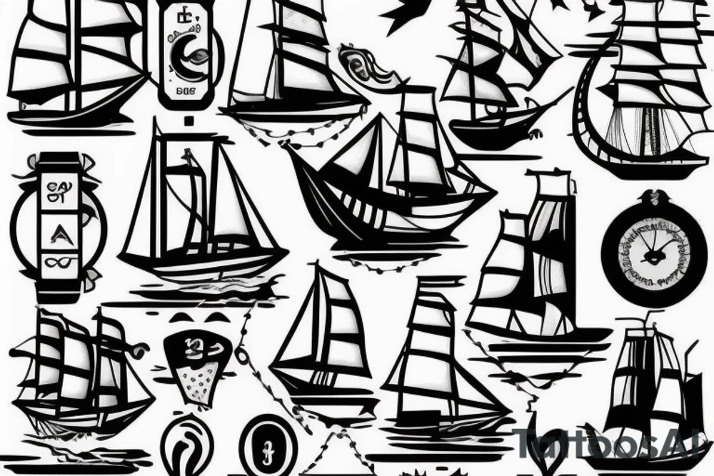 Small minimal sinking ship tattoo idea