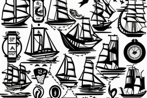 Small minimal sinking ship tattoo idea