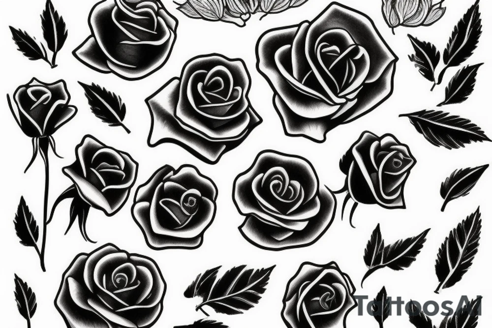 Black rose with stem minimal tattoo idea