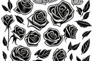 Black rose with stem minimal tattoo idea