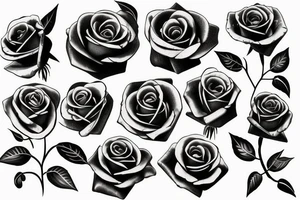 Black rose with stem minimal tattoo idea