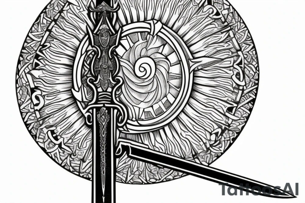 A claymore sword with the sun behind it. tattoo idea