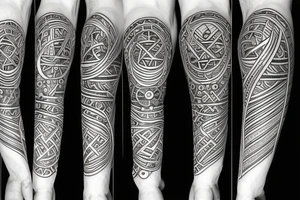 A claymore sword with geometric circles behind it tattoo idea