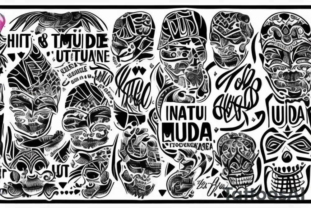 hand written with a bit gangster chill look the phrase “bu atitude muda” tattoo idea