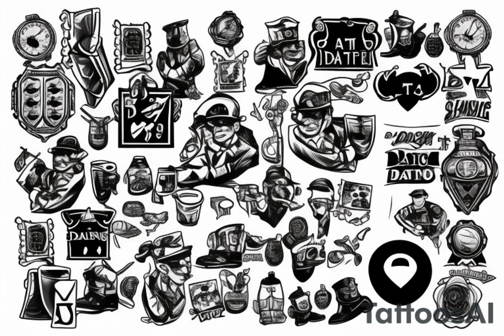 Soldier, gambling, date, addiction tattoo idea