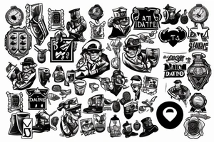 Soldier, gambling, date, addiction tattoo idea
