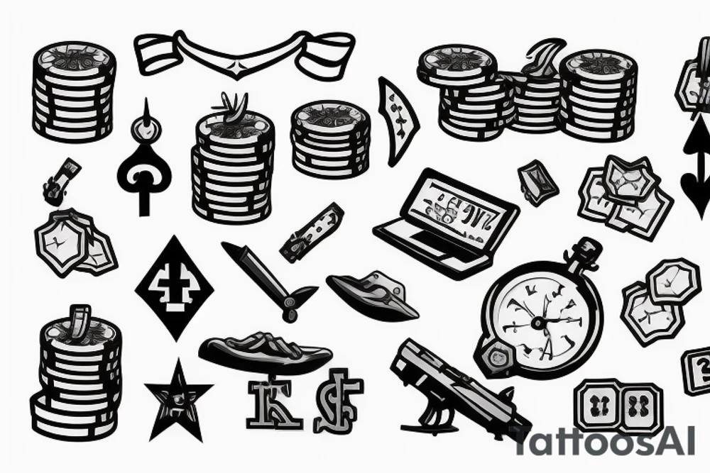Soldier, gambling, date, addiction tattoo idea