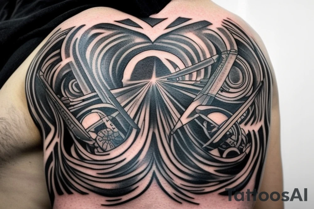Shoulder tattoo. Must have the word MAD, a reference to Back to the future, and to the Euler identity. Must be a very masculine tattoo tattoo idea